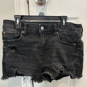 American Eagle Outfitters Black Distressed Jean Shorts
